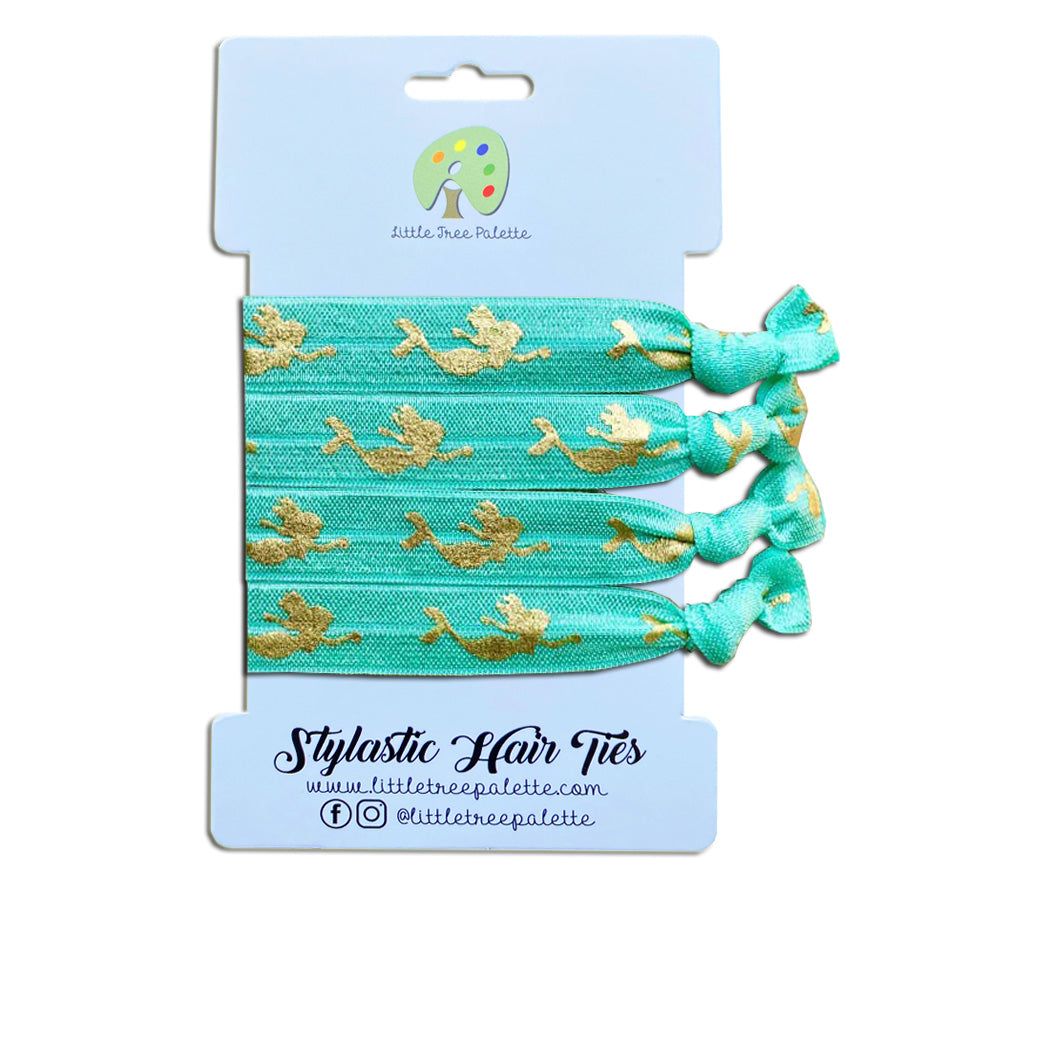 Printed - Aqua and Gold Glitter Mermaid