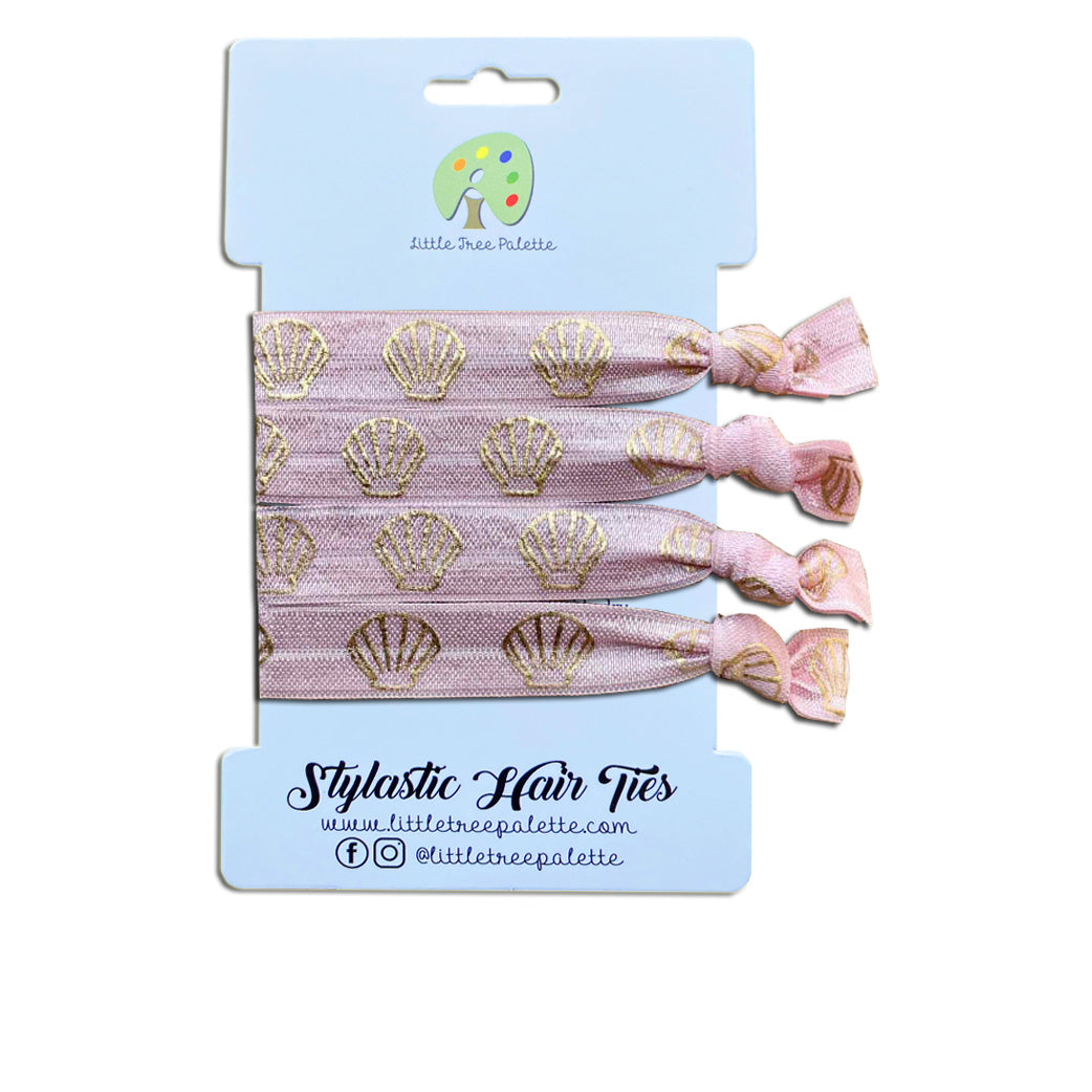 Printed - Blush and Gold Glitter Seashell